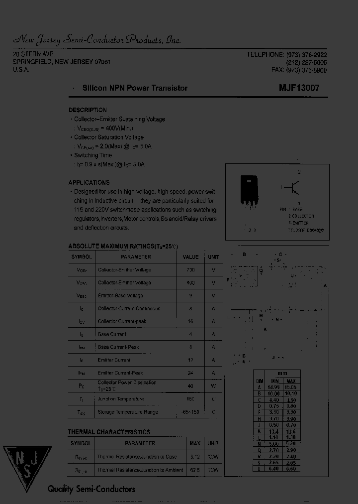 MJF13007_8030342.PDF Datasheet