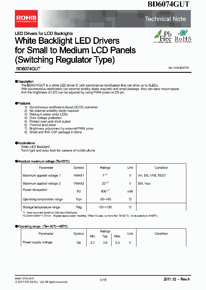 BD6074GUT_8054932.PDF Datasheet