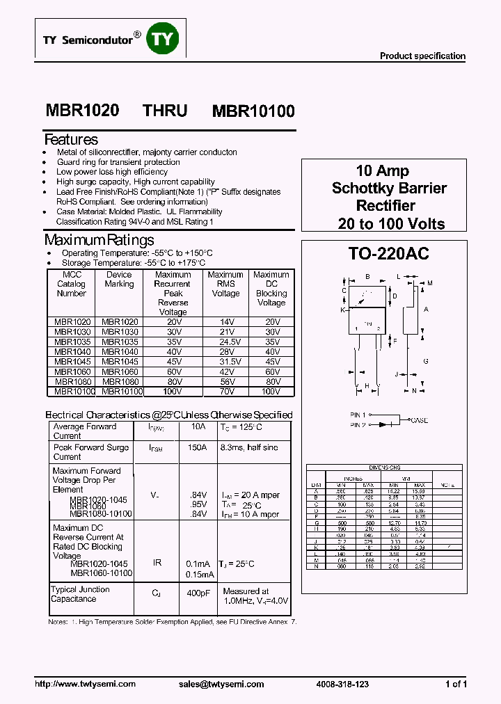 MBR1020_8069276.PDF Datasheet