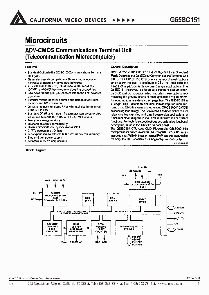 G65SC151_8070796.PDF Datasheet