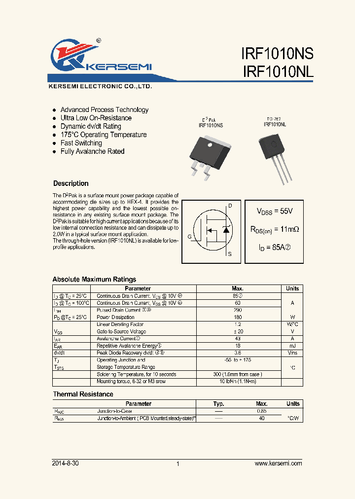 IRF1010NS_8095049.PDF Datasheet