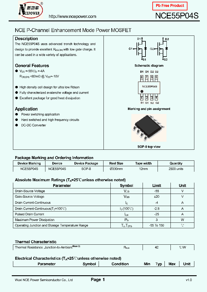 NCE55P04S_8110875.PDF Datasheet