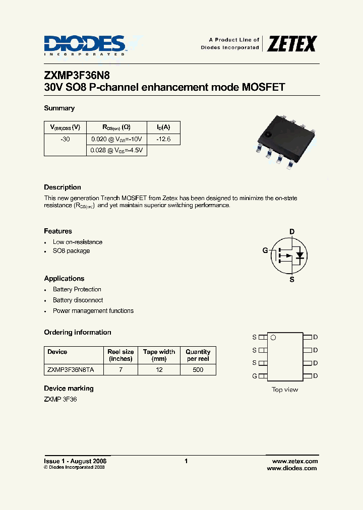 ZXMP3F36N8TA_8126245.PDF Datasheet