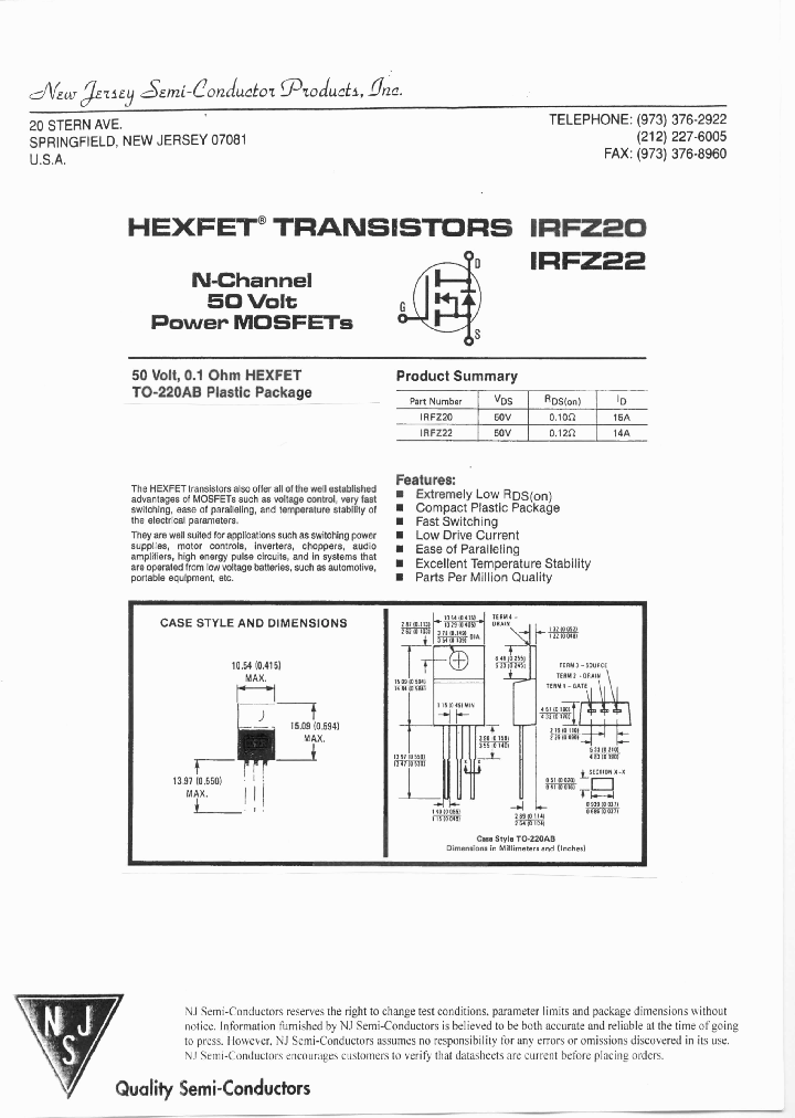 IRFZ20_8133646.PDF Datasheet