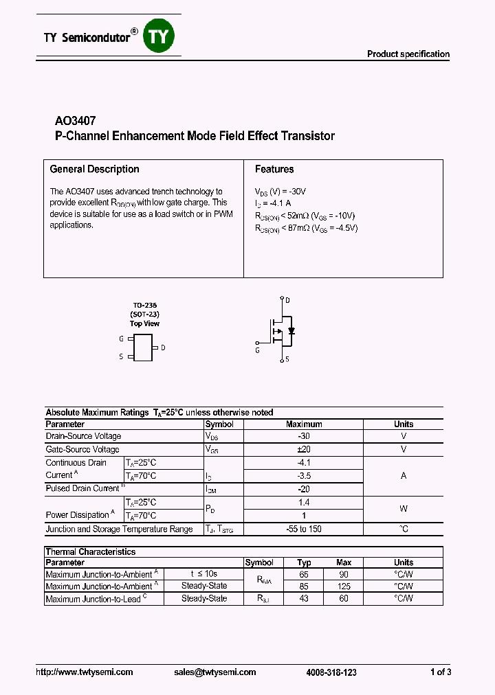 AO3407_8138264.PDF Datasheet