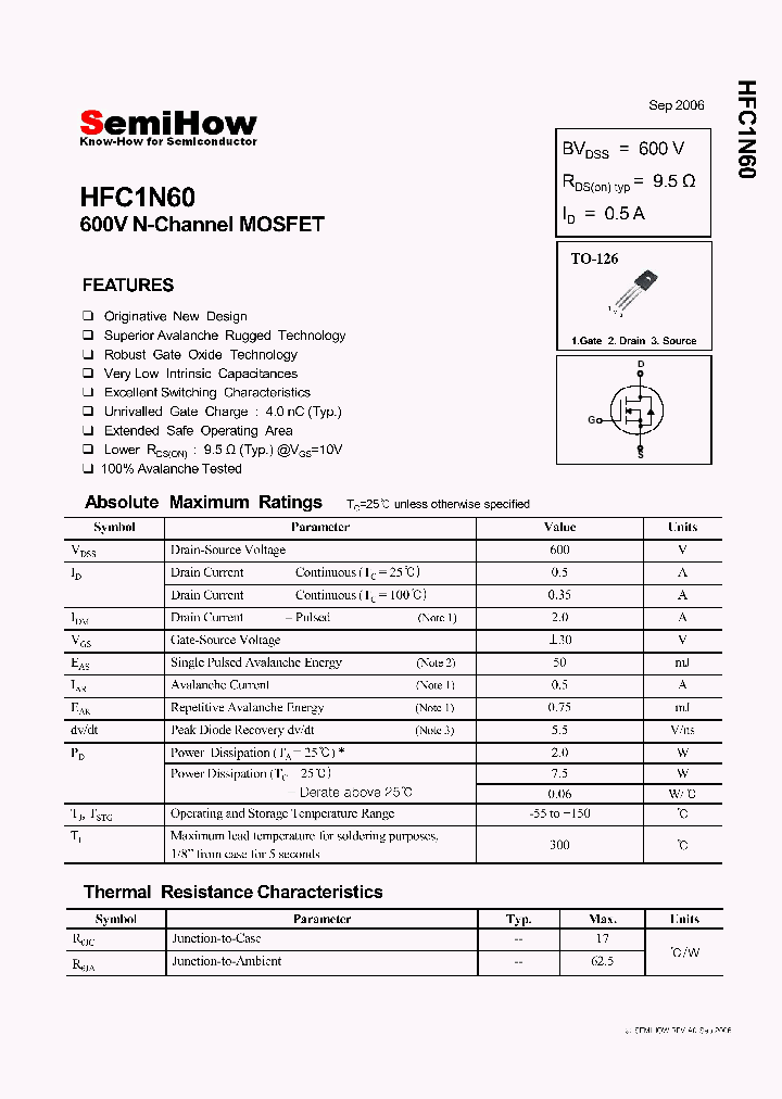 HFC1N60_8151090.PDF Datasheet