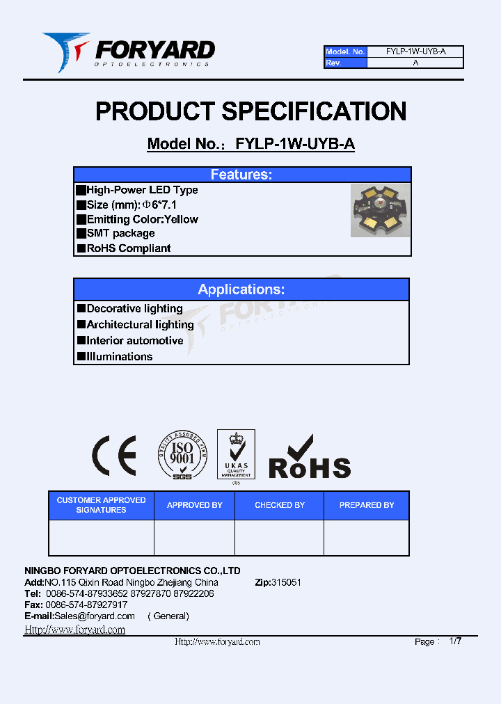 FYLP-1W-UYB-A_8192404.PDF Datasheet