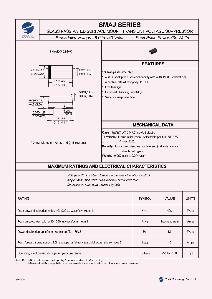 SMAJ140CA_8208868.PDF Datasheet