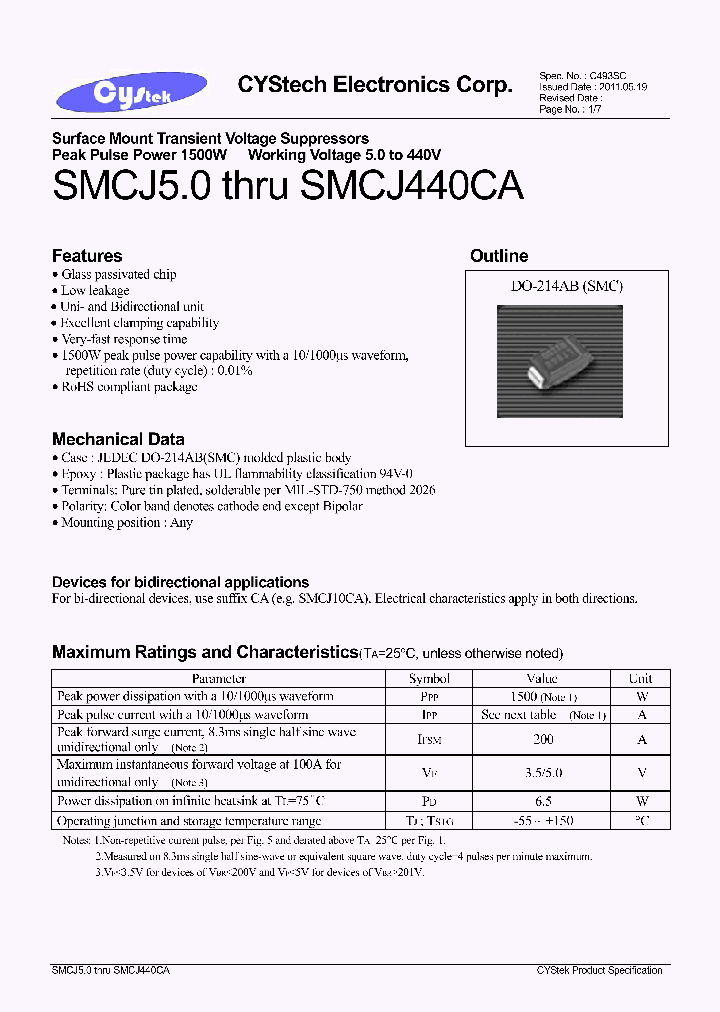 SMCJ140A_8211330.PDF Datasheet