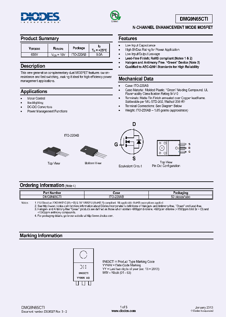 DMG9N65CTI_8215641.PDF Datasheet
