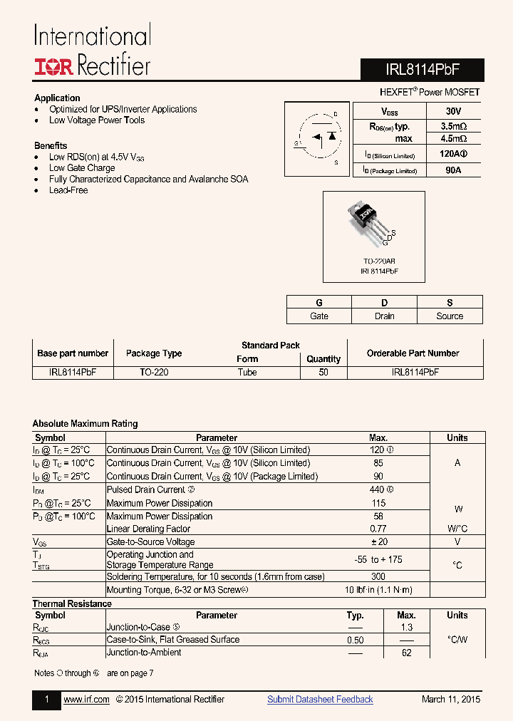 IRL8114PBF_8223722.PDF Datasheet