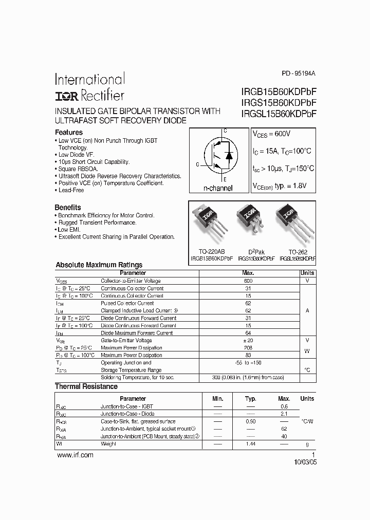 IRGS15B60KDPBF-15_8224056.PDF Datasheet