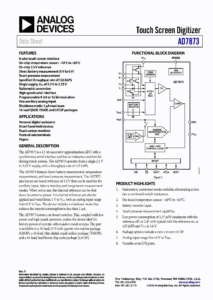 EVAL-AD7873EBZ_8227715.PDF Datasheet