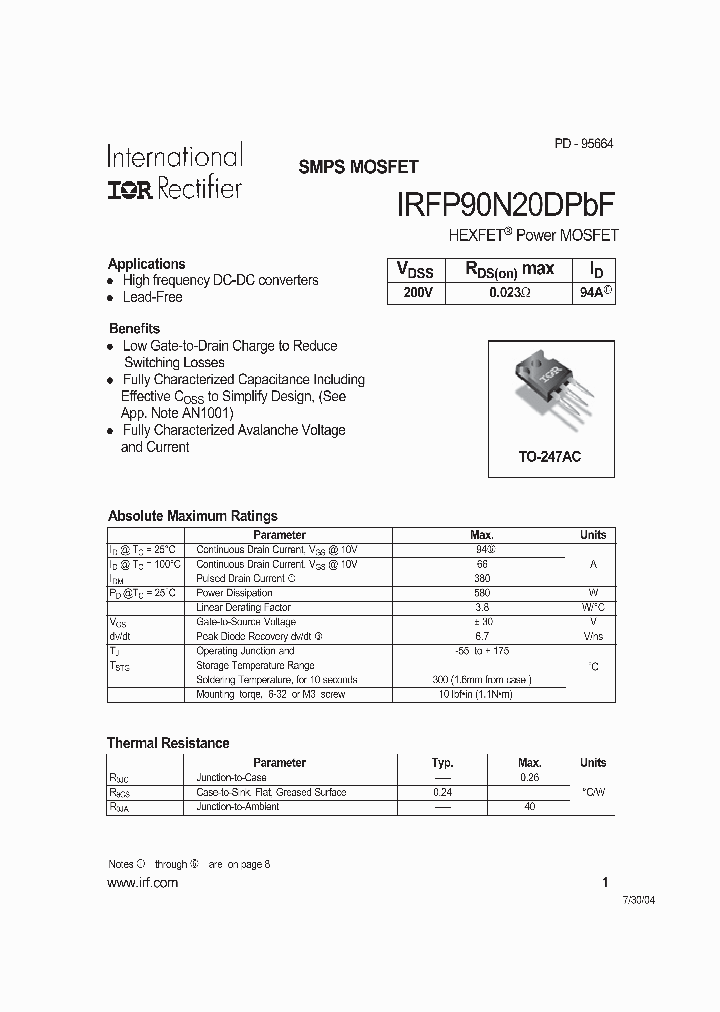 IRFP90N20DPBF_8240275.PDF Datasheet