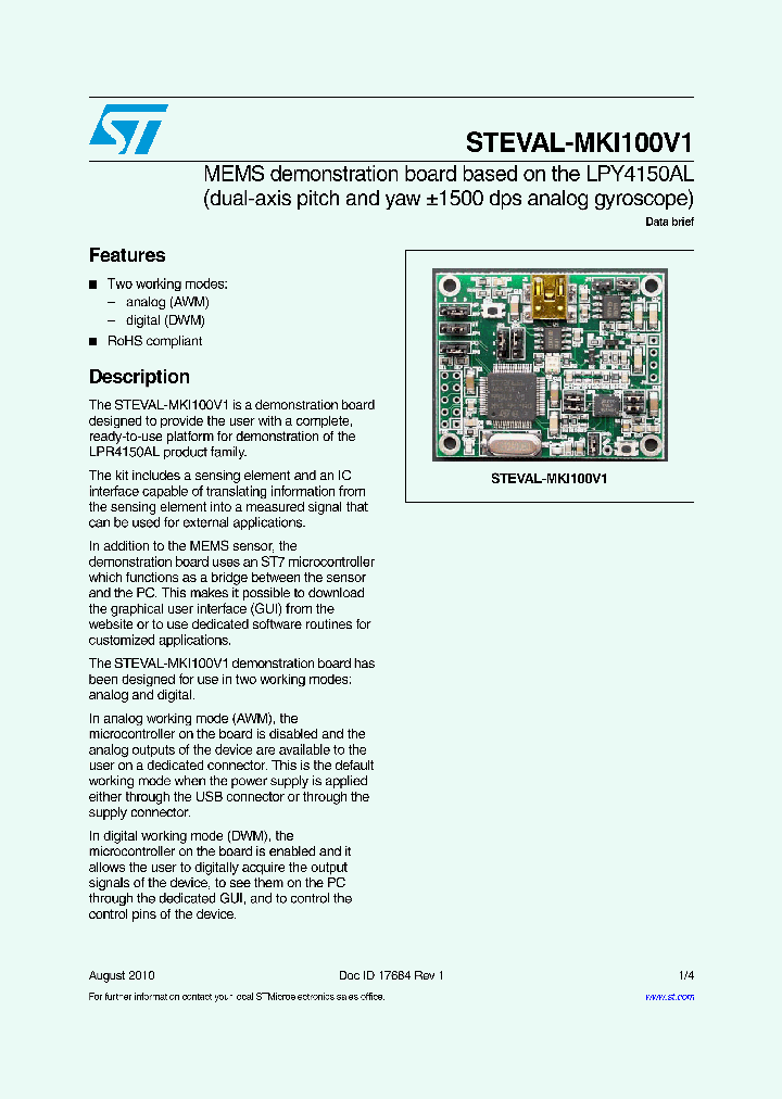 STEVAL-MKI100V1_8255507.PDF Datasheet