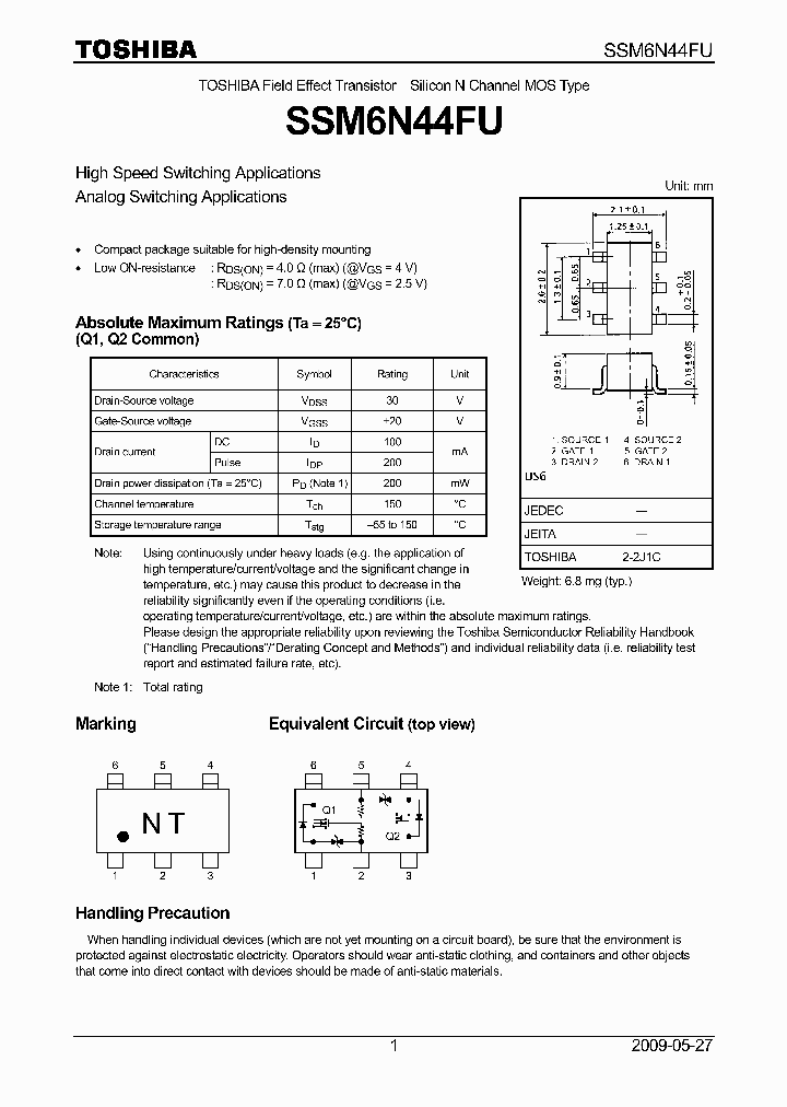 SSM6N44FU_7864627.PDF Datasheet