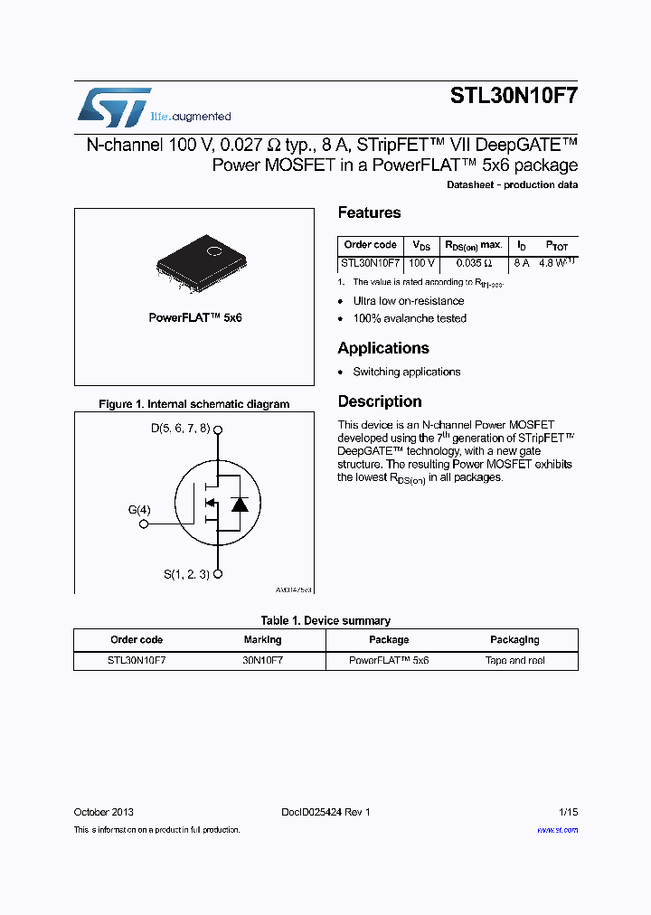 STL30N10F7_8287751.PDF Datasheet