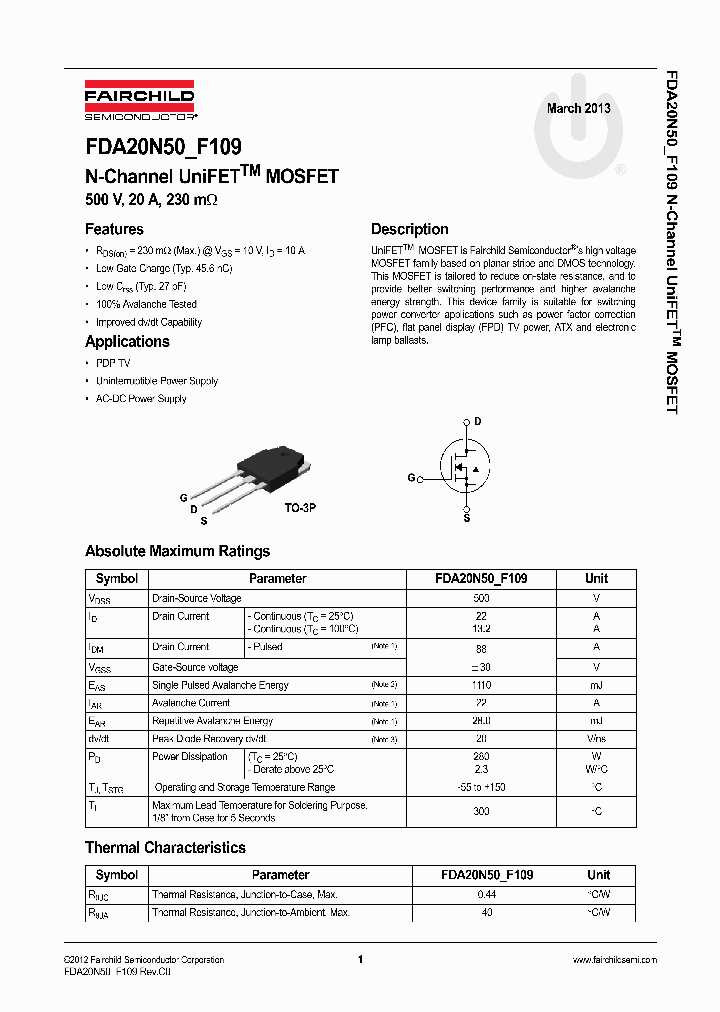 FDA20N50_8290021.PDF Datasheet