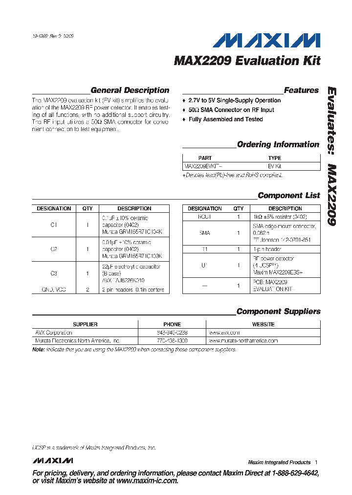 MAX2209EVKIT_8290112.PDF Datasheet