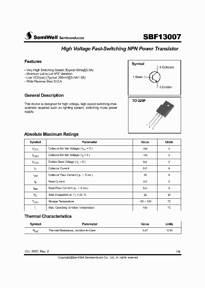 SBF13007_8291257.PDF Datasheet