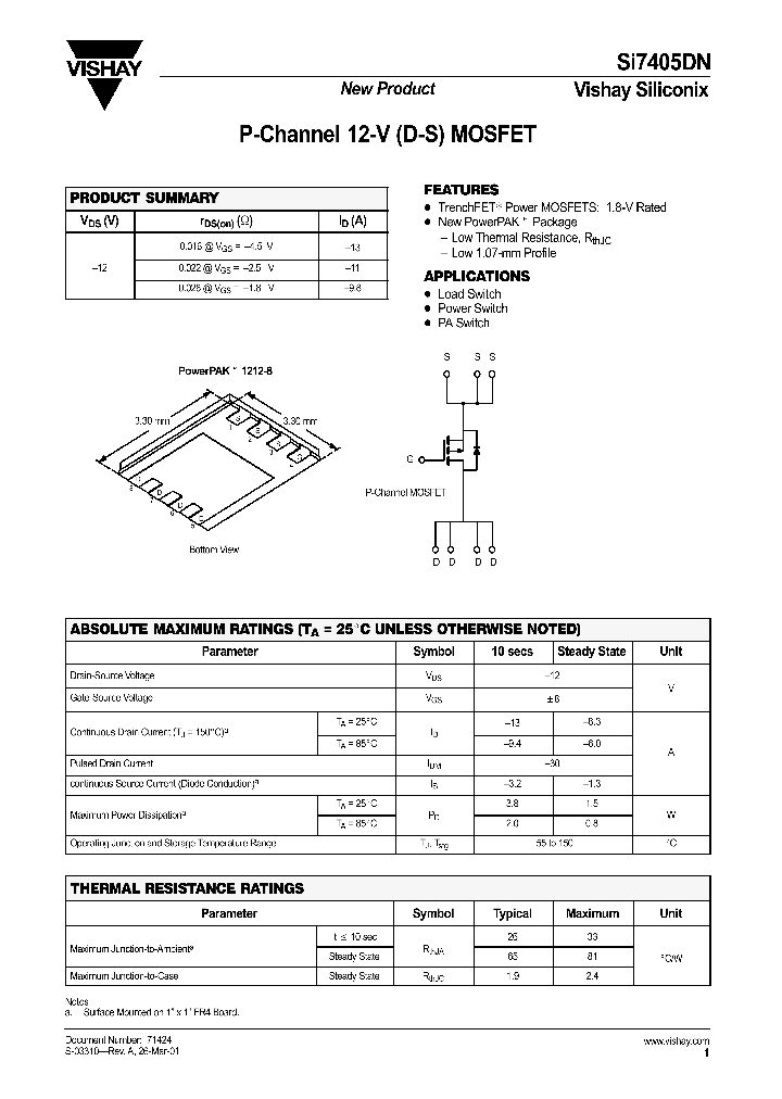 SI7405DN_8293210.PDF Datasheet