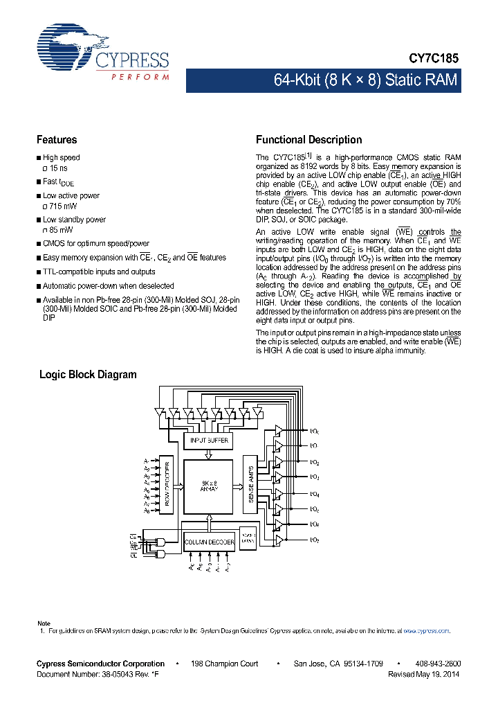 CY7C185-20PXC_8305617.PDF Datasheet