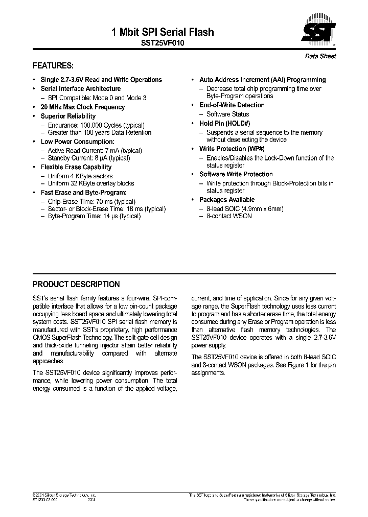 SST25VF010-20-4C-QAE_8305920.PDF Datasheet