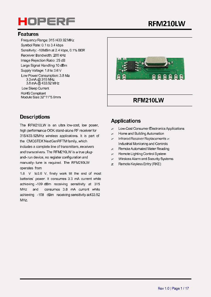 RFM210LW-315S1_8335506.PDF Datasheet