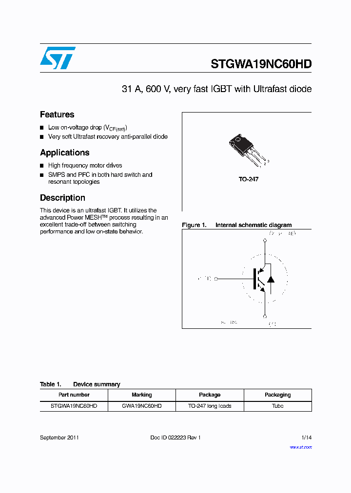 STGWA19NC60HD_8338551.PDF Datasheet