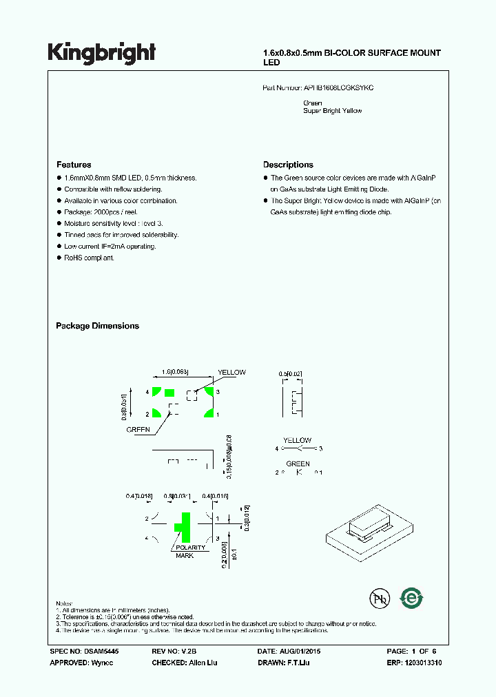 APHB1608LCGKSYKC_8351565.PDF Datasheet