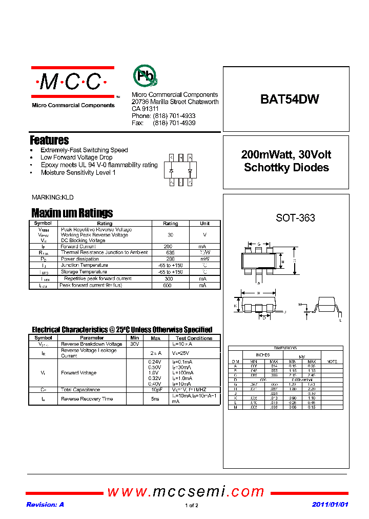 BAT54DW_8355393.PDF Datasheet