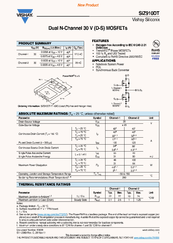 SIZ910DT-T1-GE3_8363696.PDF Datasheet