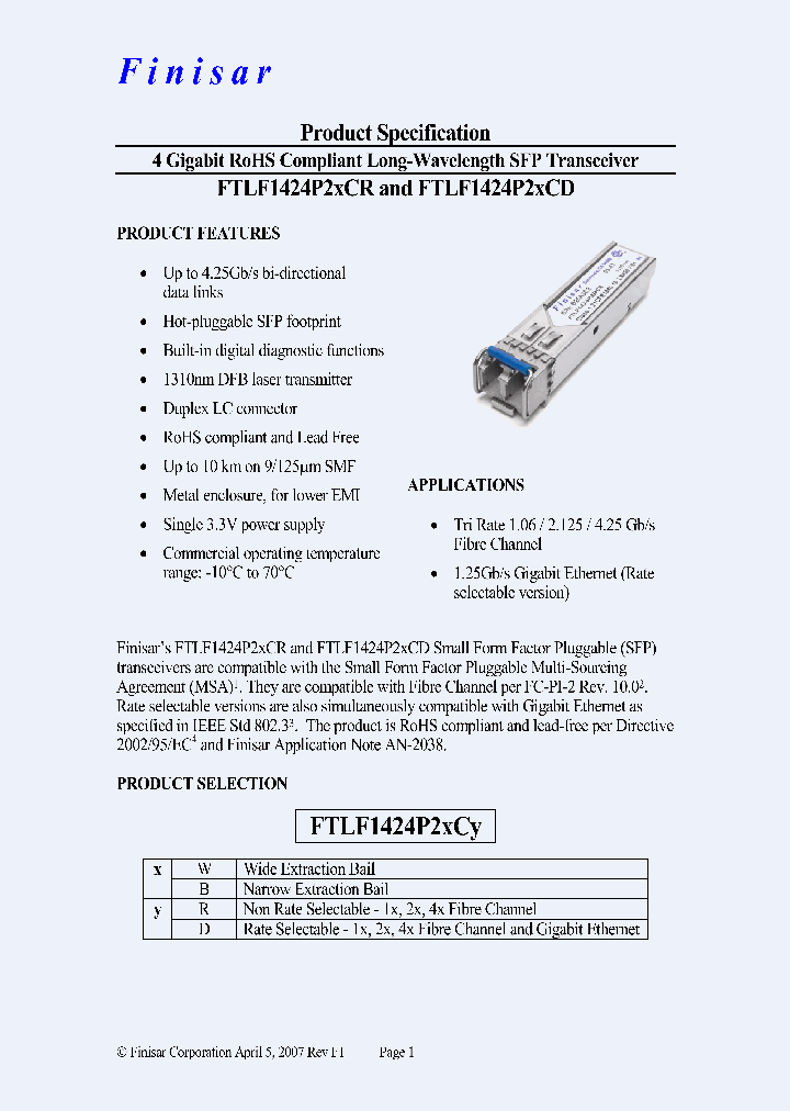 FTLF1424P2CD_8364991.PDF Datasheet