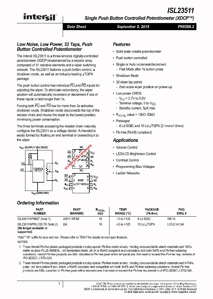 ISL23511WFRU10Z-TK_8367862.PDF Datasheet