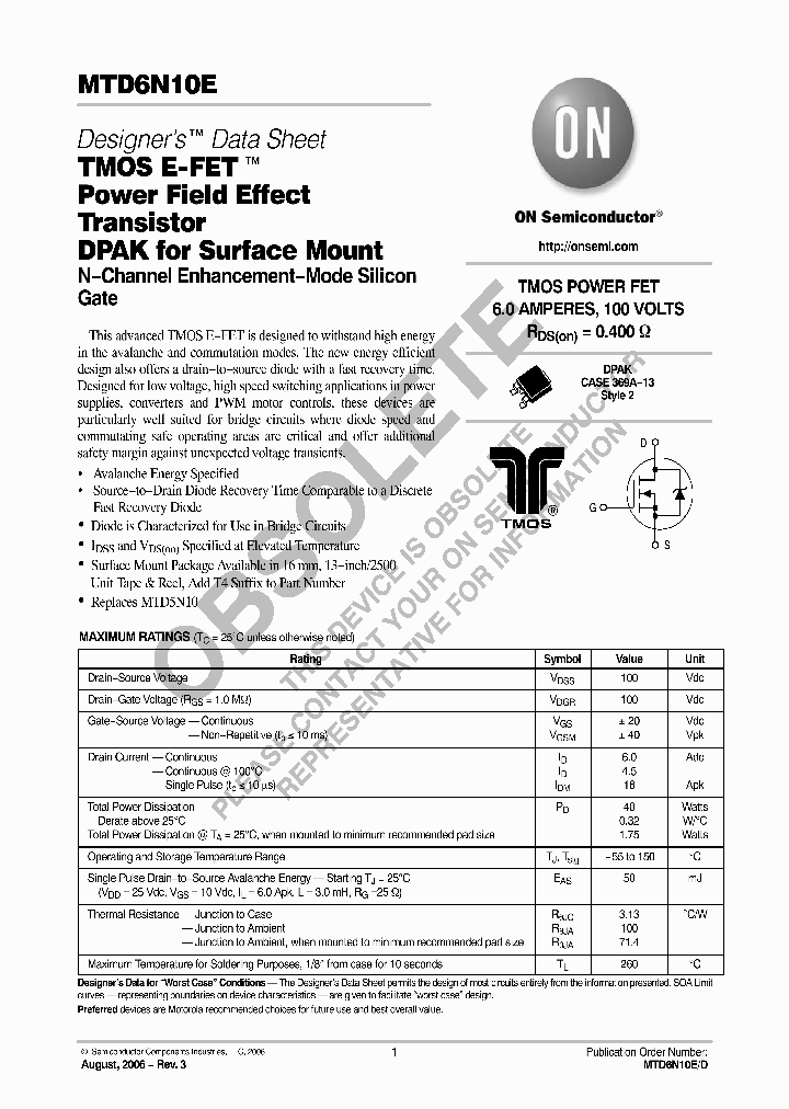 MTD6N10E_8368781.PDF Datasheet