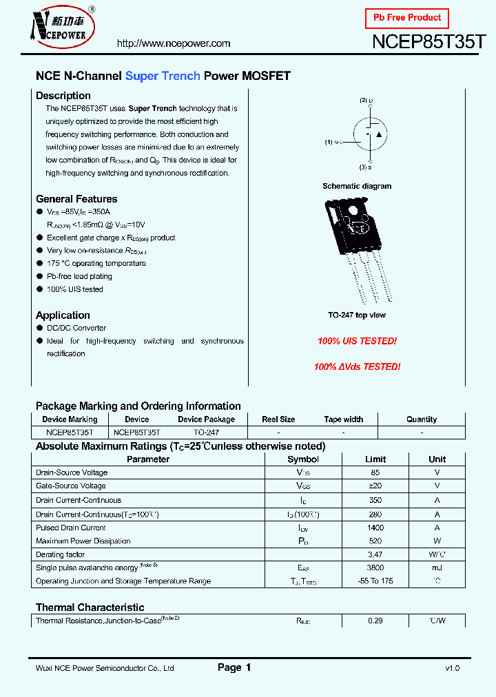 NCEP85T35T_8373896.PDF Datasheet