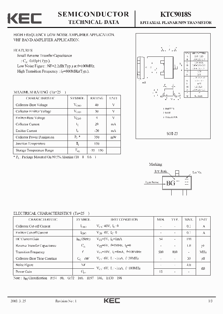 KTC9018S-15_8383495.PDF Datasheet