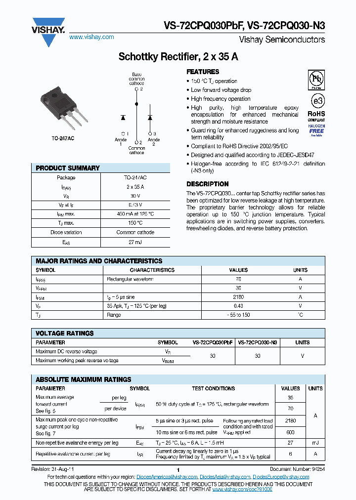 VS-72CPQ030PBF_8391510.PDF Datasheet