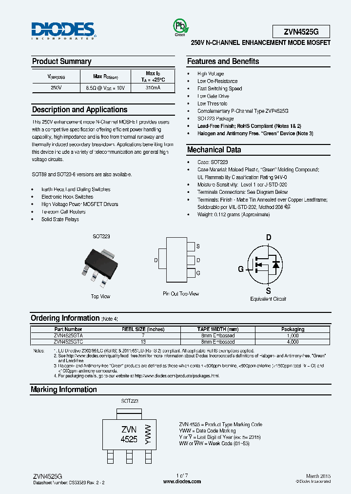 ZVN4525G-15_8392977.PDF Datasheet