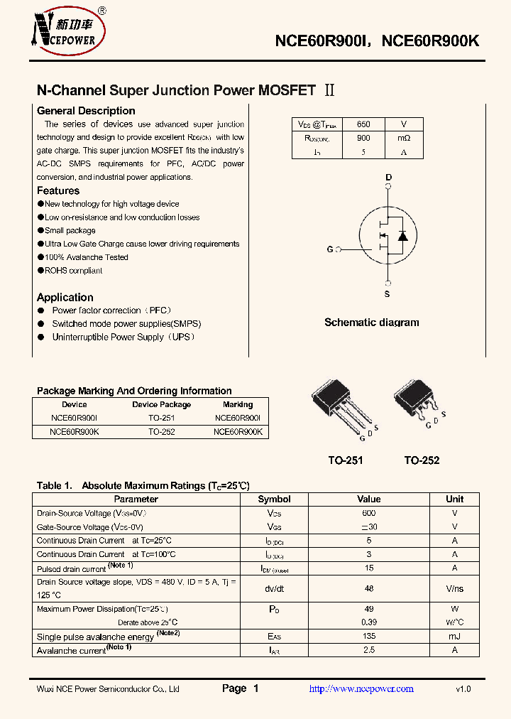 NCE60R900I_8401501.PDF Datasheet