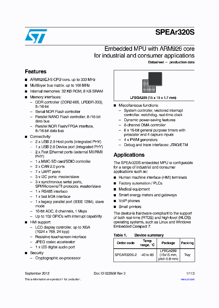 SPEAR320S-2_8403286.PDF Datasheet