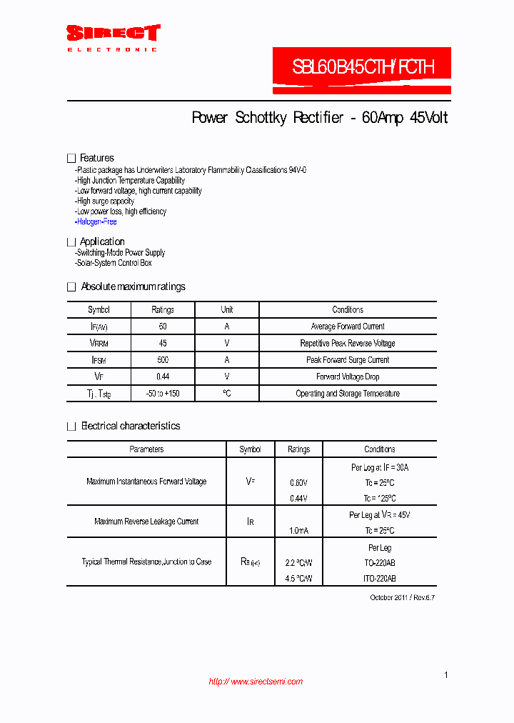 SBL60B45CTH_8405277.PDF Datasheet