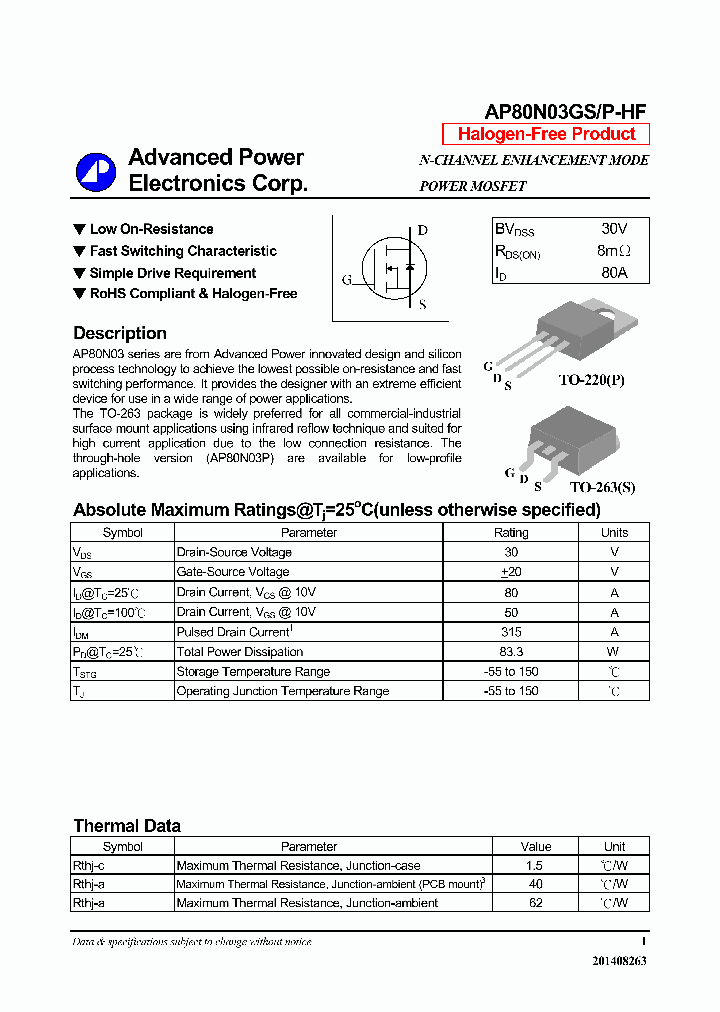 AP80N03GP-HF_8408595.PDF Datasheet