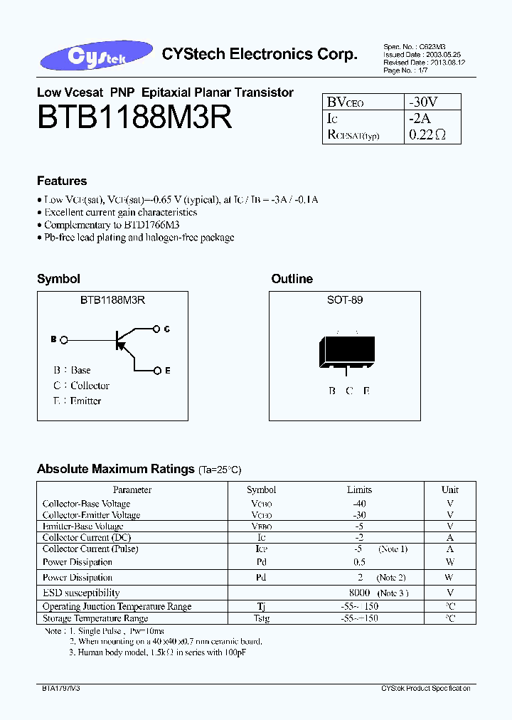 BTB1188M3R_8409446.PDF Datasheet