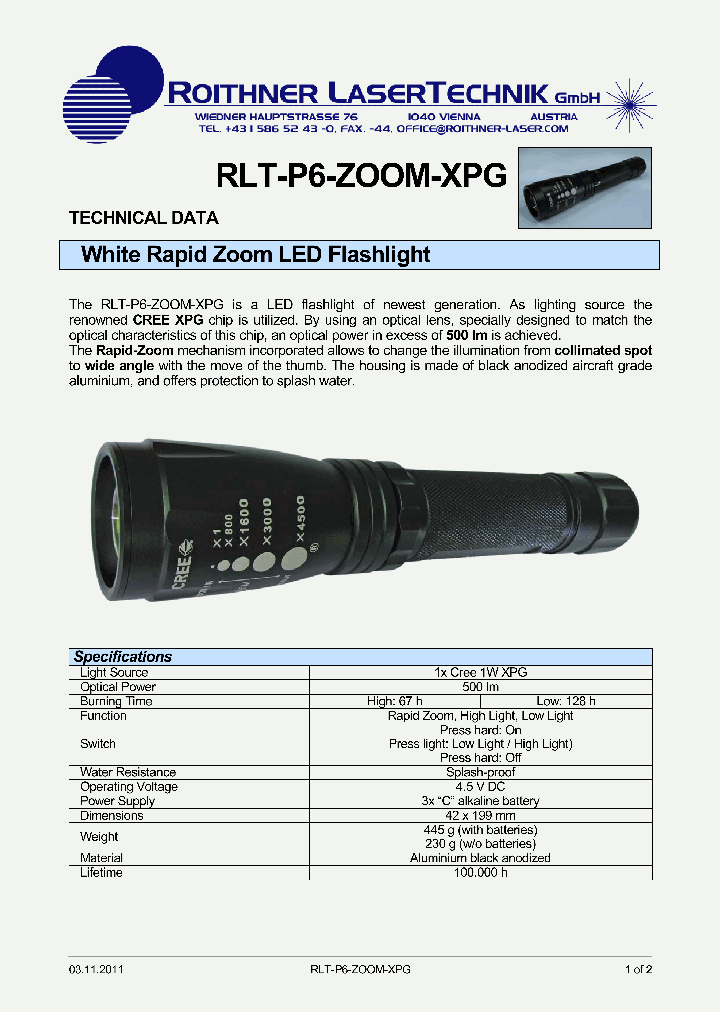 RLT-P6-ZOOM-XPG_8416622.PDF Datasheet