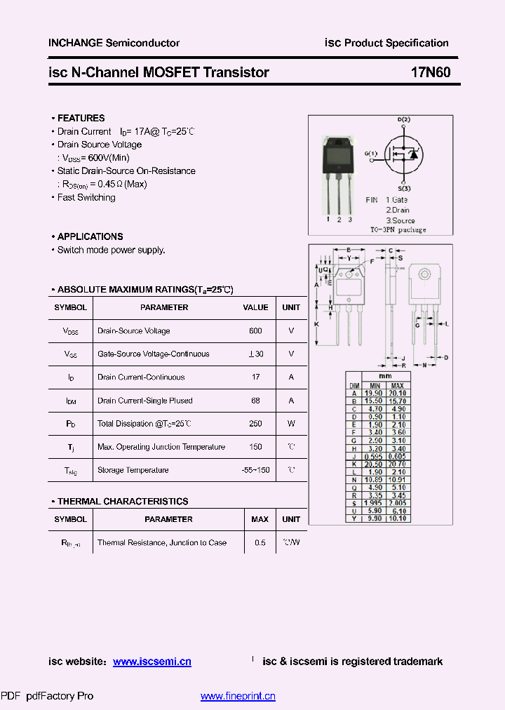 17N60_8434714.PDF Datasheet