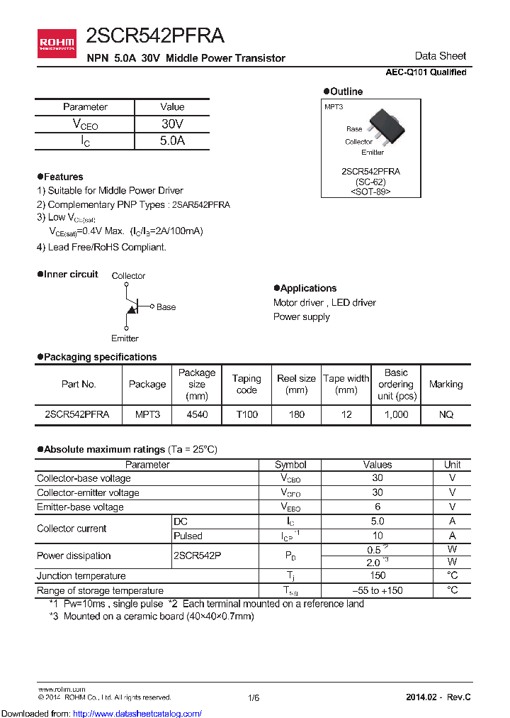 2SCR542PFRA_8431203.PDF Datasheet