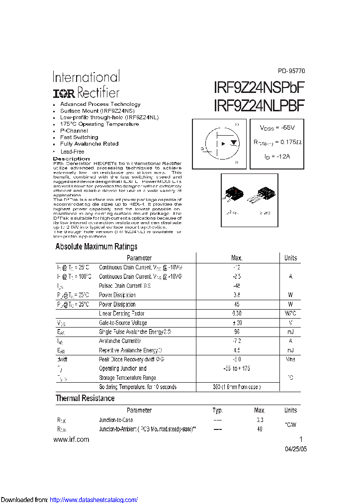 IRF9Z24NSTRLPBF_8458017.PDF Datasheet