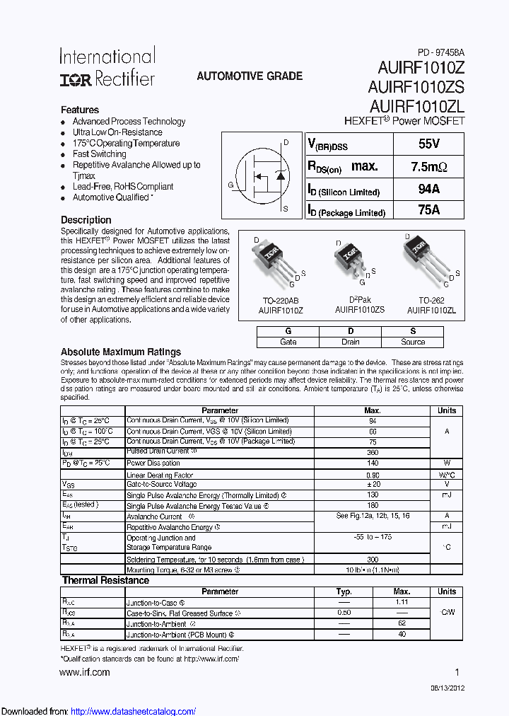 AUIRF1010ZL_8463205.PDF Datasheet