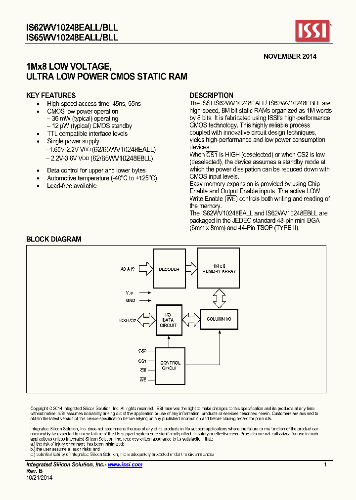 IS65WV10248BLL_8470220.PDF Datasheet